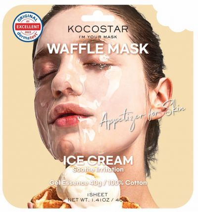 Kocostar Waffle Mask Ice Cream - Εμποτισμένη Καταπραϋντική Μάσκα Προσώπου για Ευαίσθητες Επιδερμίδες 40g, 1τμχ