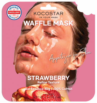 Kocostar Waffle Mask Strawberry - Εμποτισμένη Μάσκα Καθαρισμού και Λάμψης για Λιπαρές Επιδερμίδες 40g, 1τμχ