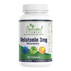 Natural Vitamins Μελατονίνη 3mg-Φυσική Βοήθεια για τον Ύπνο 50 Ταμπλέτες