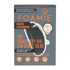 Foamie Men - What a Man Activated Charcoal - 3in1 Body,Face,Hair Bar 90g