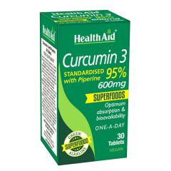 Health Aid Curcumin 3 With Piperine 600mg 30 Ταμπλέτες