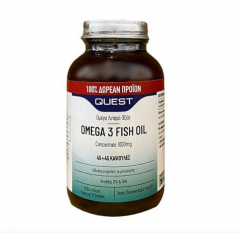 Quest Omega 3 fish oil concentrate 1000mg Συμπλήρωμα Ωμέγα 3, 90 Ταμπλέτες (45+45 ΔΩΡΟ)