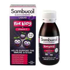 Olvos Sambucol Black Elderberry For Kids + Vitamin C Παιδικό Σιρόπι από Σαμπούκο για την Ενίσχυση του Ανοσοποιητικού 120ml